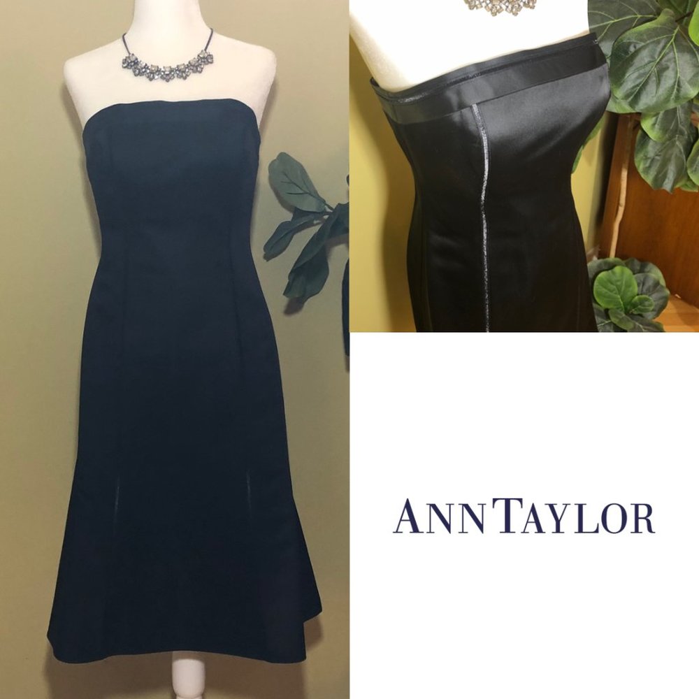 Ann Taylor Gorgeous Black Cocktail Dress Sz 2 - Picture 1 of 8